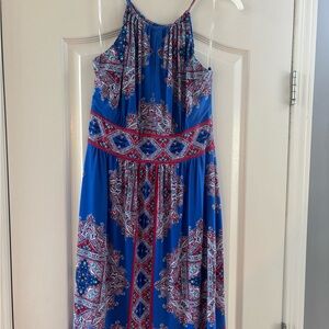 Barn Blue and Red Paisley Midi Dress
